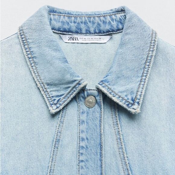Zara Denim TRF Dress New Light Blue - Picture 4 of 10